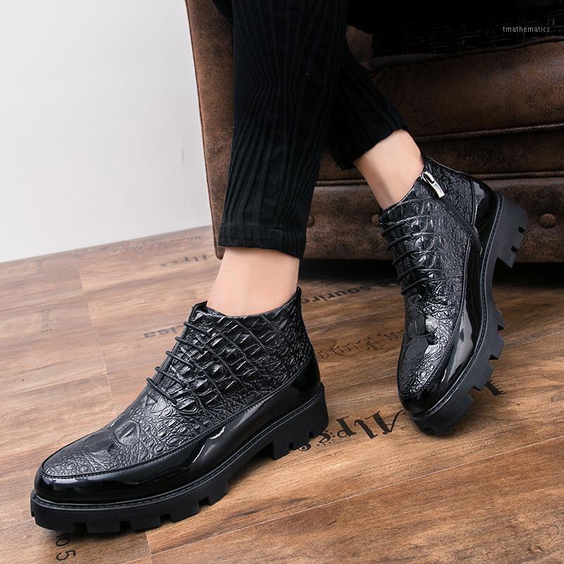 

CIMIM Men Business High Help Crocodile Leather Shoes Fashion Comfortable Casual Men Boots Italy Boots1, Black