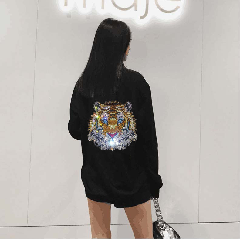 

Diamond Top Quality Female Hoodies Winter Short Hot Sleeve Sweatshirt Loose Design Transportation of Gout L1dn, Black