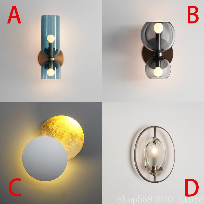 

Nordic Designer Glass Wall Lamp Bedroom Bedside Lamp Gold Luxury Wall Sconce Lights Modern Simple Living Room Decor