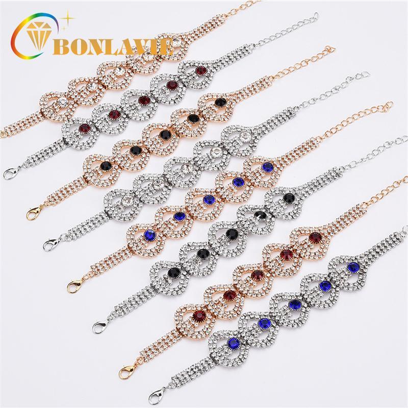 

2020 Luxury Wedding Jewelry Crystal Rhinestone Bracelets For Women Friendship Hand Chain Charm Bracelets Bangles1