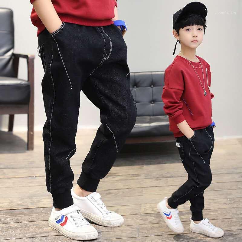 

Boys' Casual Trousers Spring Teens Children's Casual Denim Clothes Big Kids Fashion Denim Trousers for 4-14 Yreas boys pants1, Red top