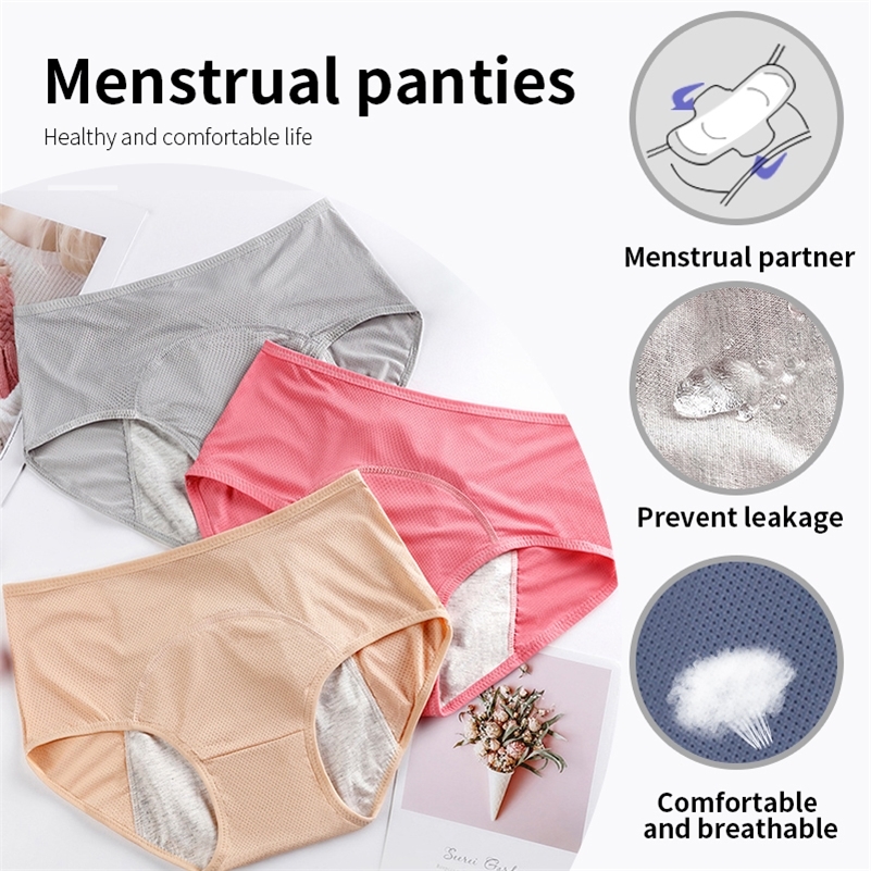 

3PCS Menstrual panties bragas sexy Underwear female panties for women tanga cotton briefs bragas plus size lingerie calcinha 201112, Black-beige-grey