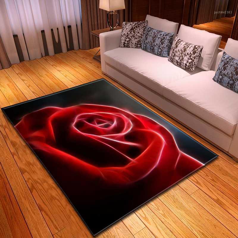 

Home Decor Parlor Sofa Rugs 3D Digital Printing Rose Bedroom Bedside Area Rug Soft Flannel Anti-slip Fashion Living Room Carpet1, No-3