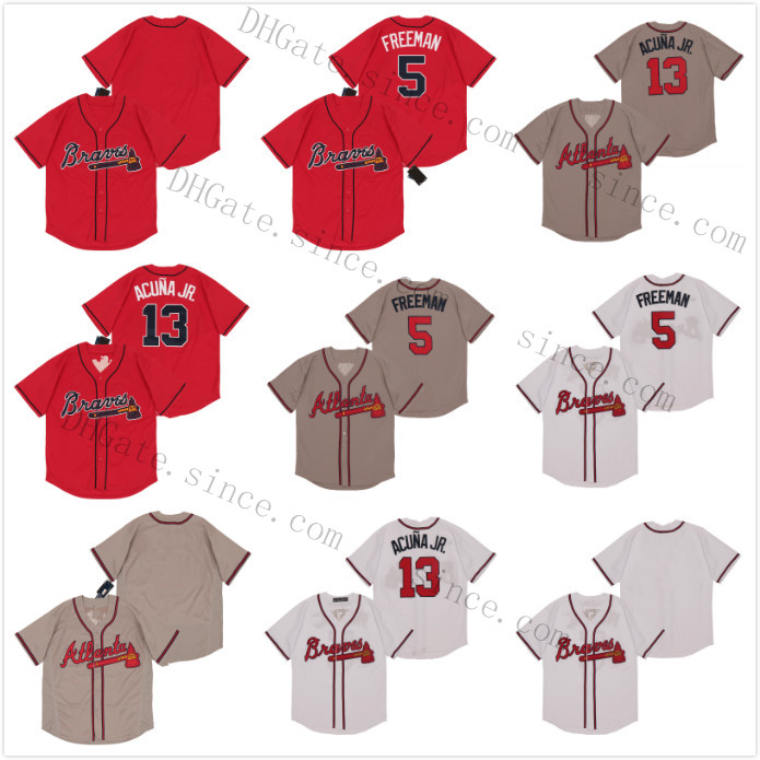 

#13 Ronald Acuna Jr. Jersey 5 Freddie Freeman Blank no name no number Cool Flex Base Jersey Mens Stitched Wholesale, Black