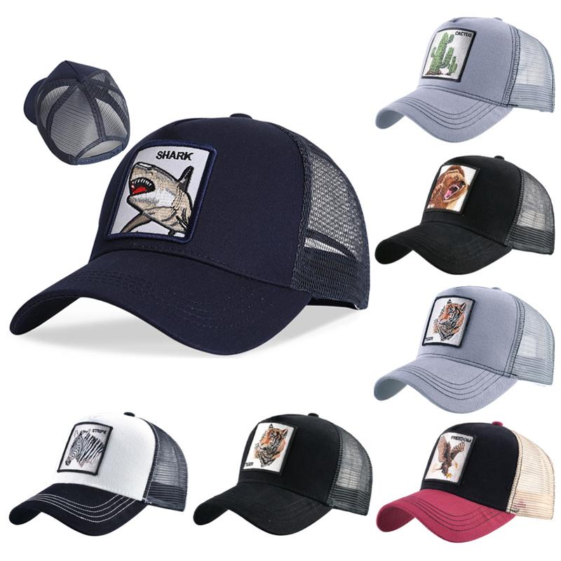 

2021 Animals Embroidery Men's Baseball Cap Women Snapback Hip Hop Cap Summer Mesh Hat Trucker Bone Dad Hats Gorra Wholesale