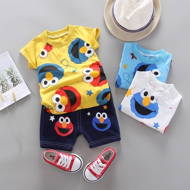 

Summer Children Boys Girls Clothes Kids cartoon Clothing Infant Suit Toddler T-Shirt Pants set Baby Casual Tracksuit 0-4 years 201126, Cww s dazui white