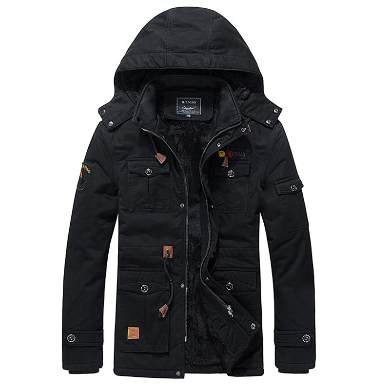 

2021 The New 25c and Men's Winter with a Casual Warm Teddy Hood Cotton Washing Jacket Long Padded Parkas Jackets Streetwear 4xl Fbkn, Black
