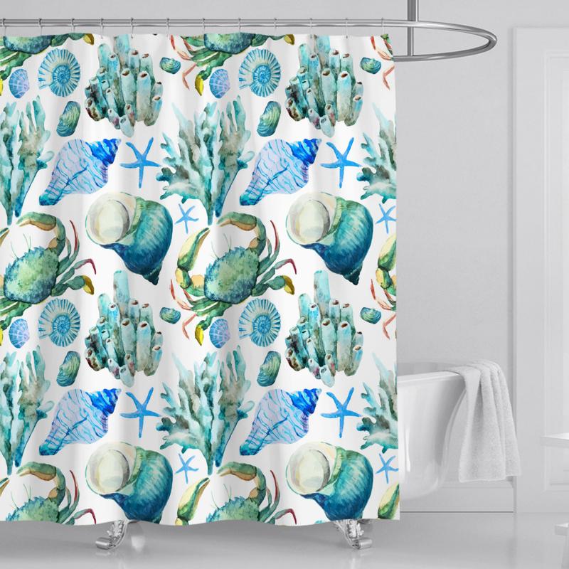 

Multiple Patterns Printing Shower Curtain Collection Home Bathroom Decor Shower Curtains Polyester Fiber Waterproof 12 Hooks