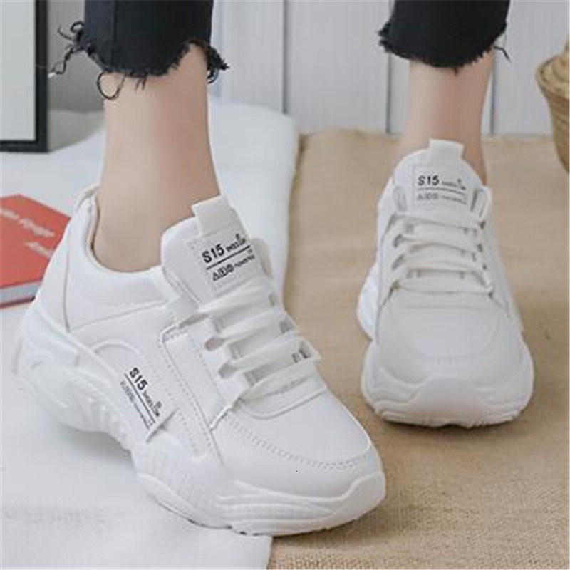 

White 2021 New Leather Ulzzang Chunky Women's Shoes Y7XF, Beige
