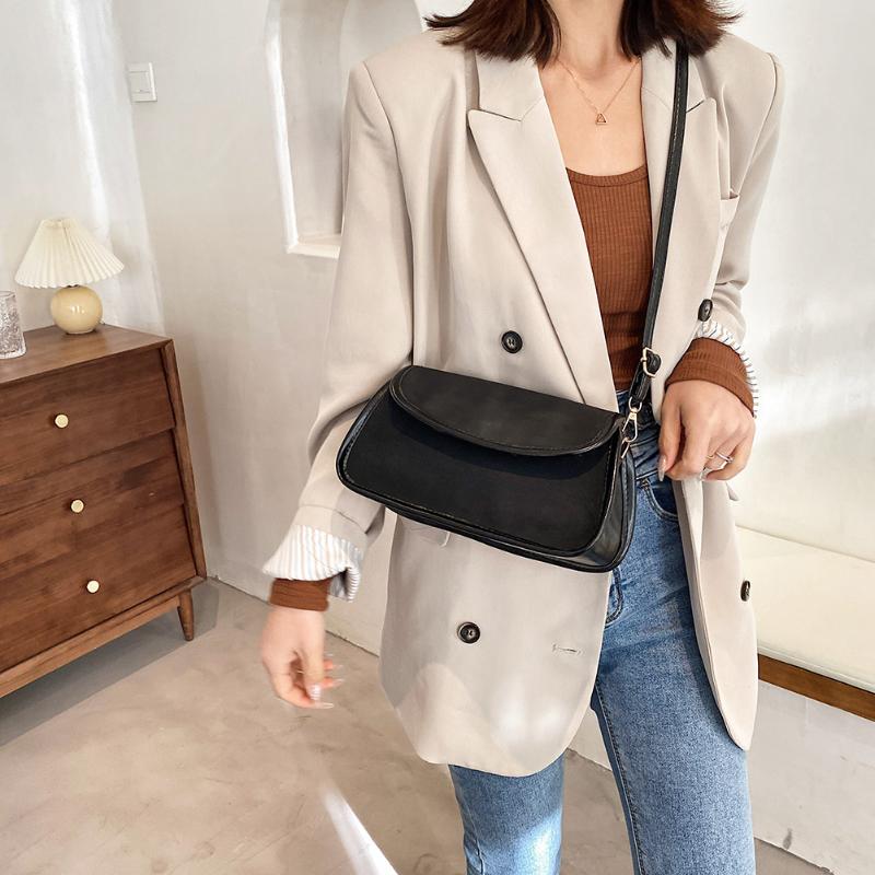 

Solid Color Shoulder Messenger Bag Women Handbags Totes Bags Fashion Simple PU Leather Crossbody Bags Clutch Bag, Black