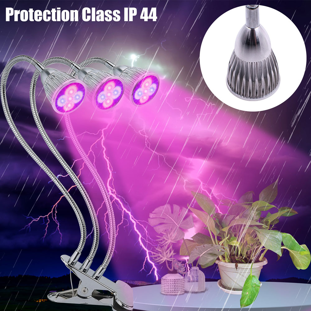 

zx-flm-45w three-head grow light dimmable red blue clip light 60 led silver (actual power 18w) for plants