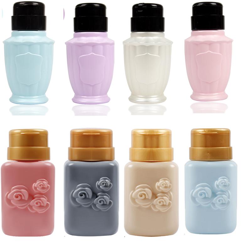 

200ML Nail Pressure Bottle Plastic Bow-knot/Flower Liquid Alcohol Press Polish Remover Dispenser Cleaner Plastic 1 Bottle