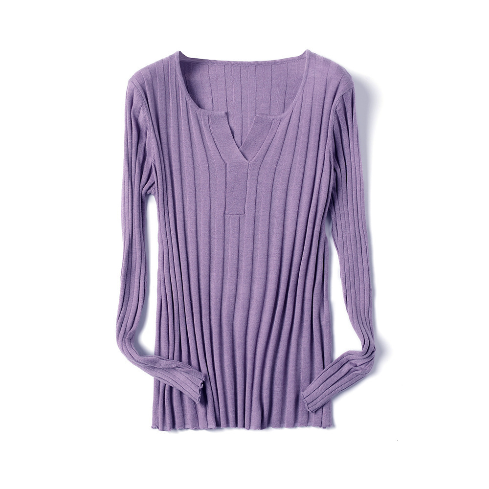 

2021 New Chic Autumn Winter Thick Pullovers Women Long Sleeve Casual v Neck Warm Basic Sweater Knit Jumpers Top X887, Purple