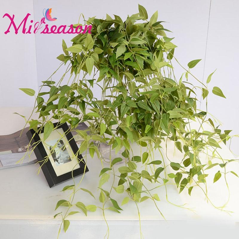 

Artificial Iron Line 4 Forks Fern iron Clover Fake Tropical Rain Forest Plant Bouquet Flower Accessories Home Wedding Decor, Green