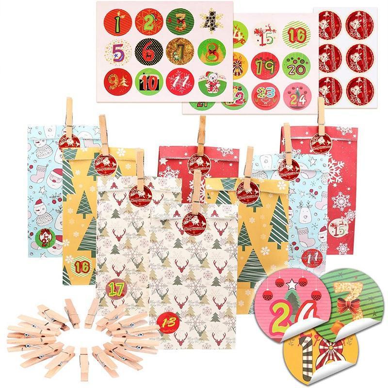 

Christmas Advent Calendar Paper Bag Decorations Xmas Hanging Ornaments Home Decor Happy New Year 2020 Children Christmas1