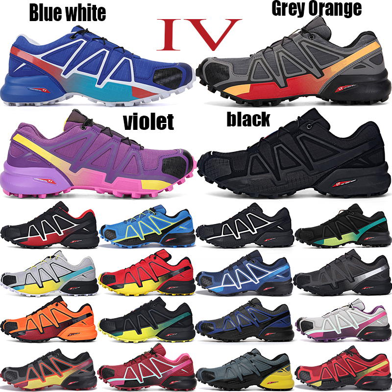 

New Triple Black speed cross 4 CS Outdoor mens Running Shoes SpeedCross 4 runner IV Trainers Men Sports Sneakers chaussures zapatos Jogging, Black and yellow edge36-46