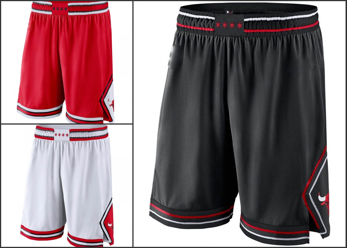 

Chicago Bulls Men White Black Red NBA swingman basketball Shorts