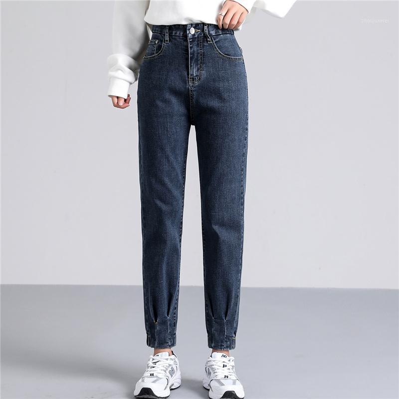 

Women Stretch Waist Retro Denim Jeans Lady Students Plus Size 4XL Streetwear Haerm Pants Girl Blue Autumn Slim Fit Trousers Women, Gray