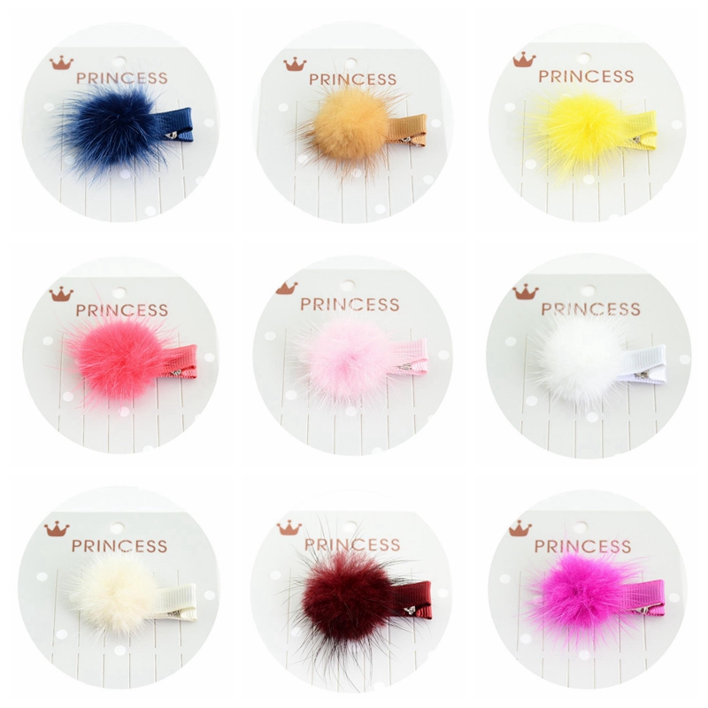 

Hair Accessories Fur Pompom Ball Hairclip Solid Pom Hairball Clips Cute Baby Hairpins Small Kids Girls Hairpin 12 Colors BT5922, As picture