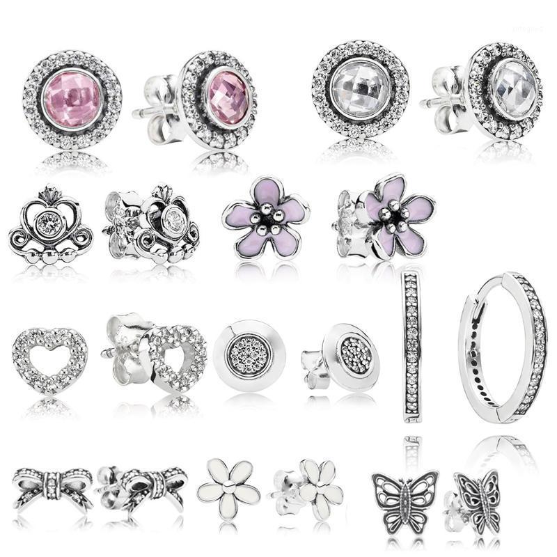 

Stud Fashion 1: 1 S925 Sterling Silver Real Magnolia Daisy Earrings Lady Logo Romantic High-end Jewelry