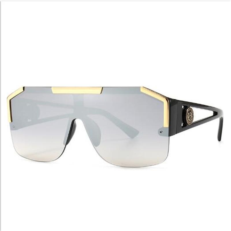 

Sunglasses Trendy Hollow Large Frame Metal Brand Designer Man Sports Glasses Mirror