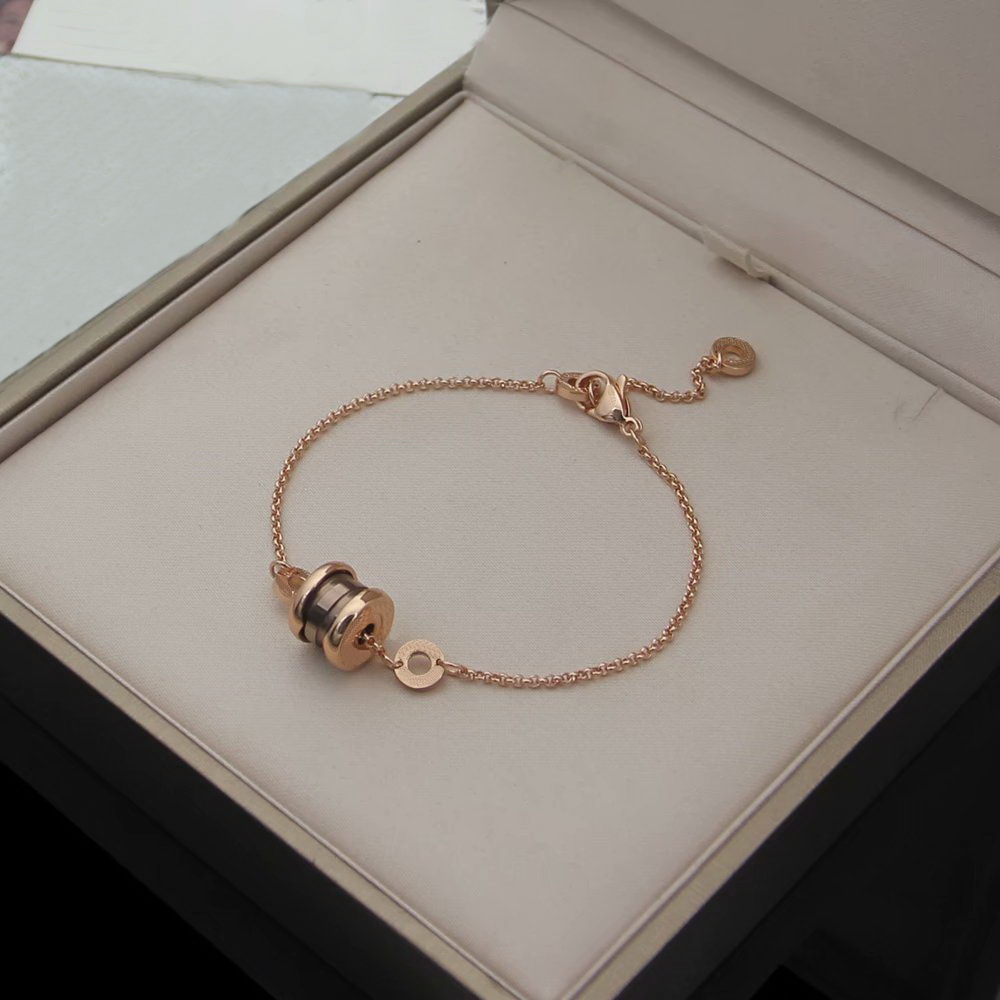 

Europe America Fashion Style Men Lady Women Titanium steel Thick Chain Bracelet With Engraved B Initials Coffee Ceramic Spiral Charm