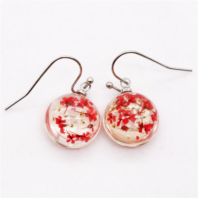 

New Fashion Small Jewelry Earrings Female Korean Version Earrings Resin Dried Flowers Hypoallergenic Wholesale Plant