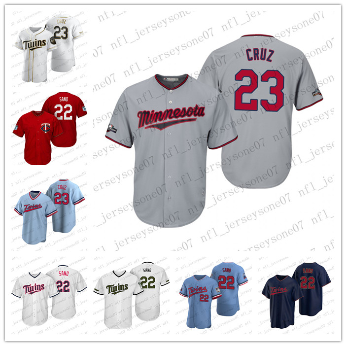 

Custom Men womens youth Minnesota Twins 22 Miguel Sano 23 Nelson Cruz Navy Replica White black red Alternate Jersey