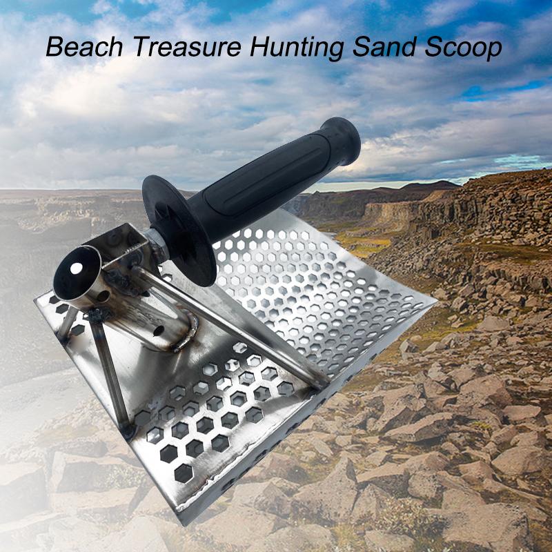 

Sand Scoop for Metal Detecting, Stainless Steel with Hexahedron 7Mm Holes for Beach Treasure Hunting Shovel Hunting Tool