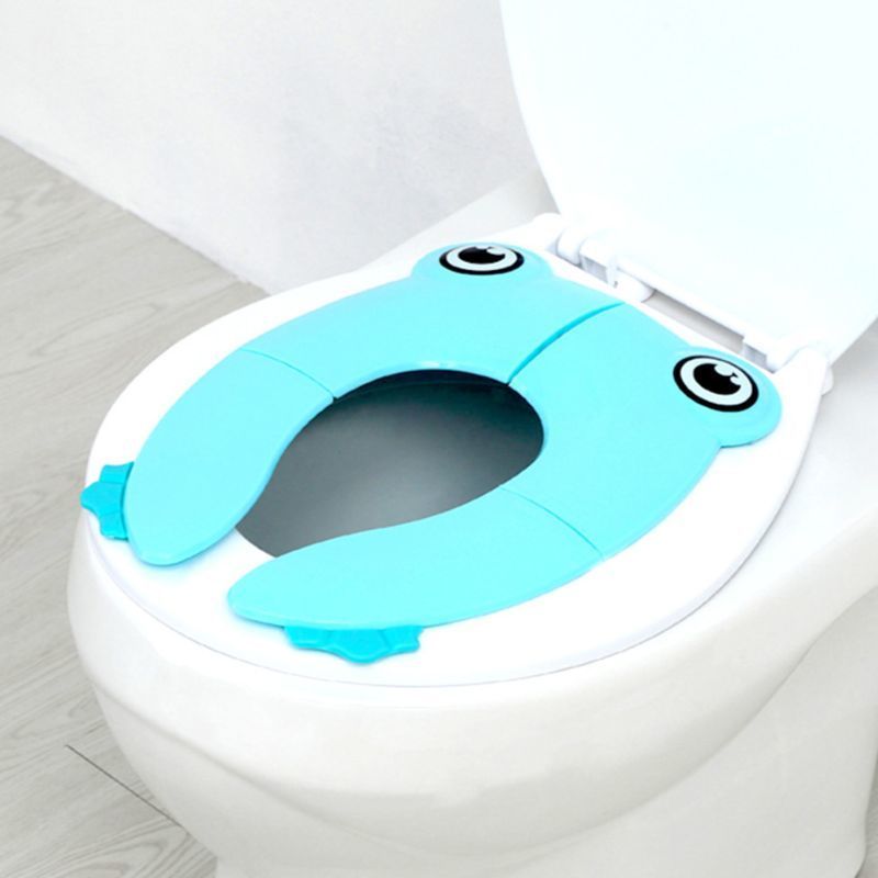 

Foldable Cute Cartoon Frog Potty Training Toilet Seat Cover Non-toxic polypropylene Non Slip Easy to Clean Pads for Kids LJ201110, Green