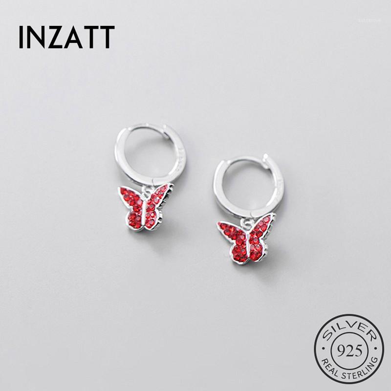 

INZAReal 925 Sterling Silver Zircon Butterfly Hoop Earrings For Fashion Women Party Fine Jewelry Bohemian Accessories Gift1