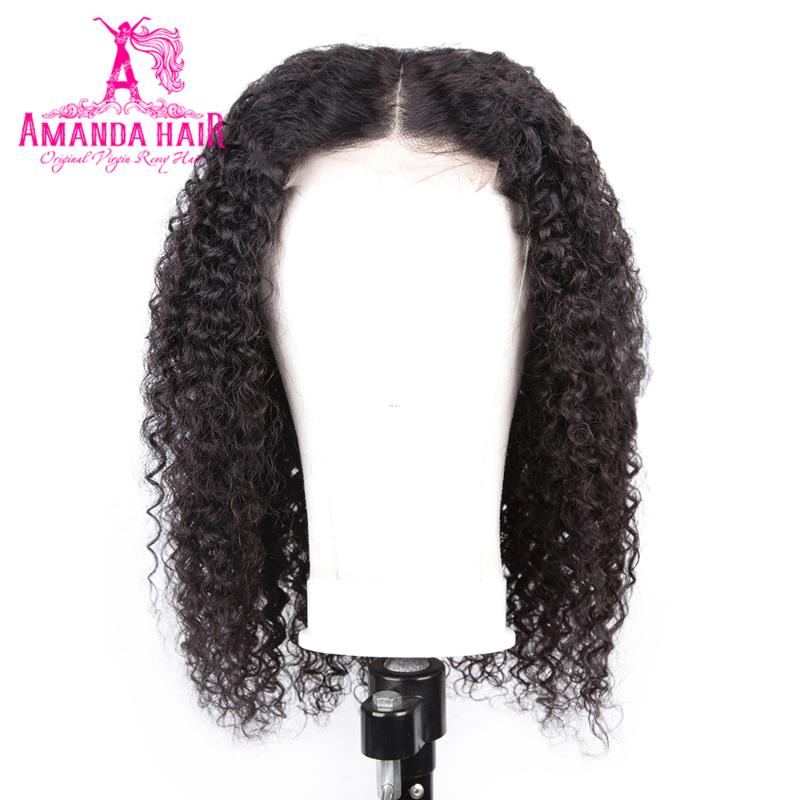 

Amanda 4x4 Lace Closure Kinky Curly Wigs Remy Lace Closure Human Hair Wigs 150% Density Natural Color Brazilian Wig