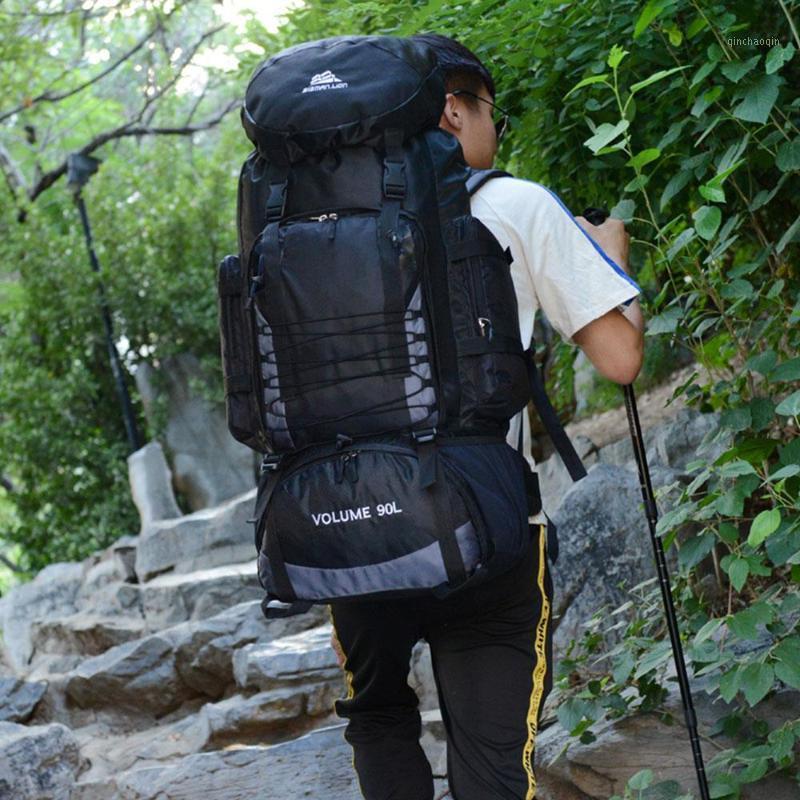 

Durable 90L Nylon Outdoor Climbing Bag Tent Backpack Mountaineering Backpack High Capacity Picnic Traveling1, Black