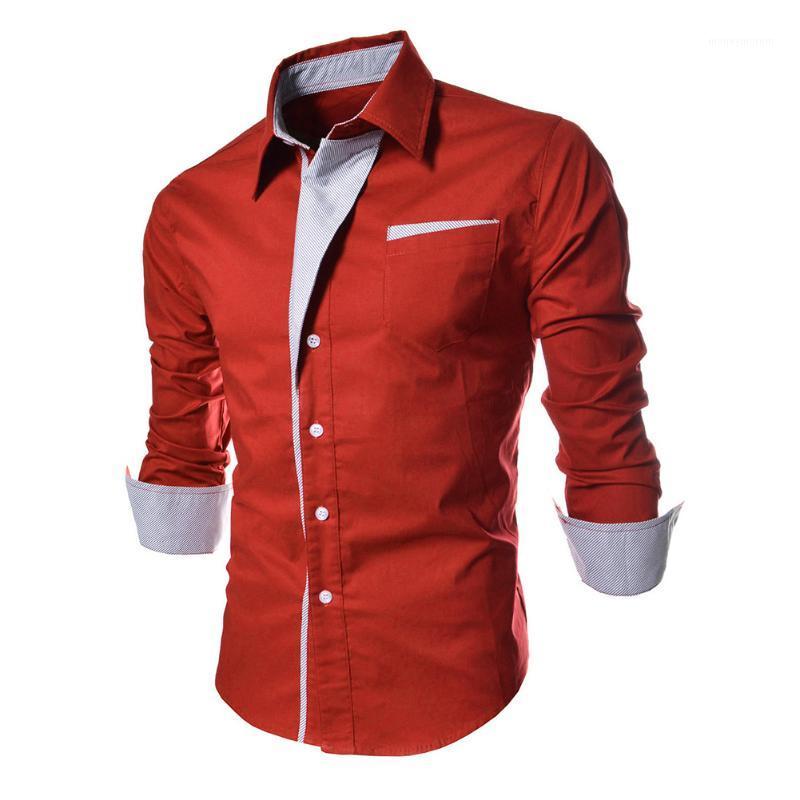 

Hot Men Fashion Stripes Assorted Colors Business Style Slim Shirt Men's Casual Style Long-Sleeve Shirt for Choice1, Red