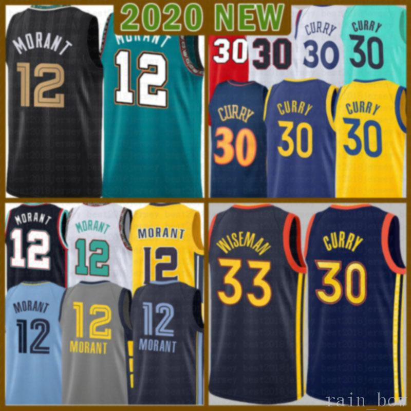 

2021 New Ja 12 Morant Basketball Jersey Stephen 30 Curry Mens James 33 Wiseman Draymond 23 Youth Kids Klay 11 Thompson Black, Mens jersey