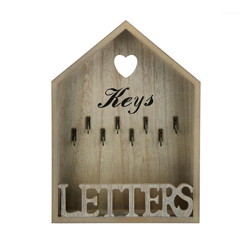 

Hanger Storage Home Wall Mounted Letter Rack Cottage Decoration Organizer Portable Office 8 Hooks Key Holder Vintage Wooden1