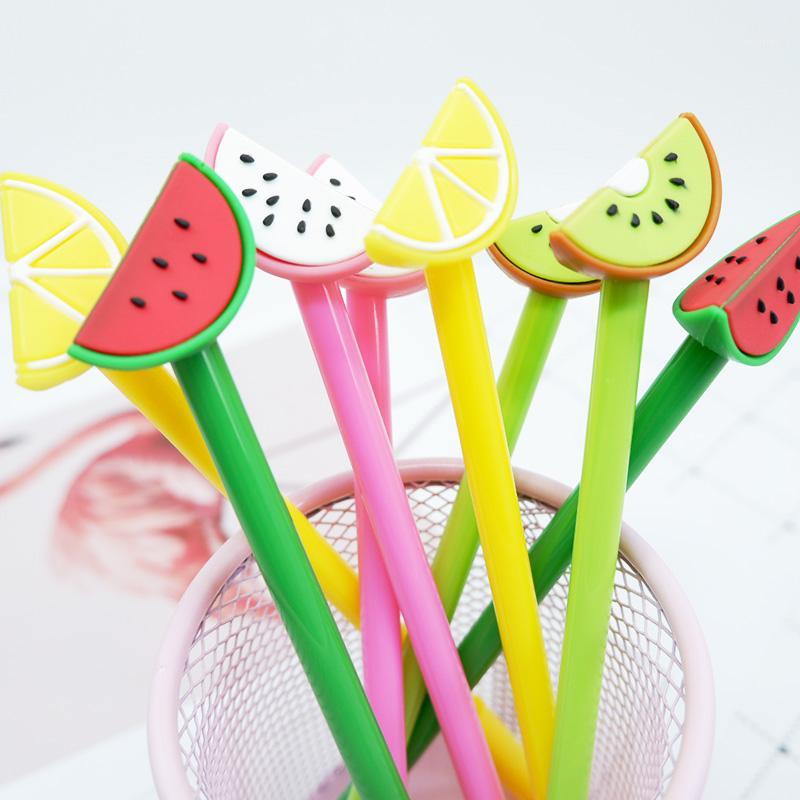 

4pcs/ lot Creative Watermelon fruit neutral pen stationery kawaii school Office supplies Papelaria Canetas Escolar gel pen1