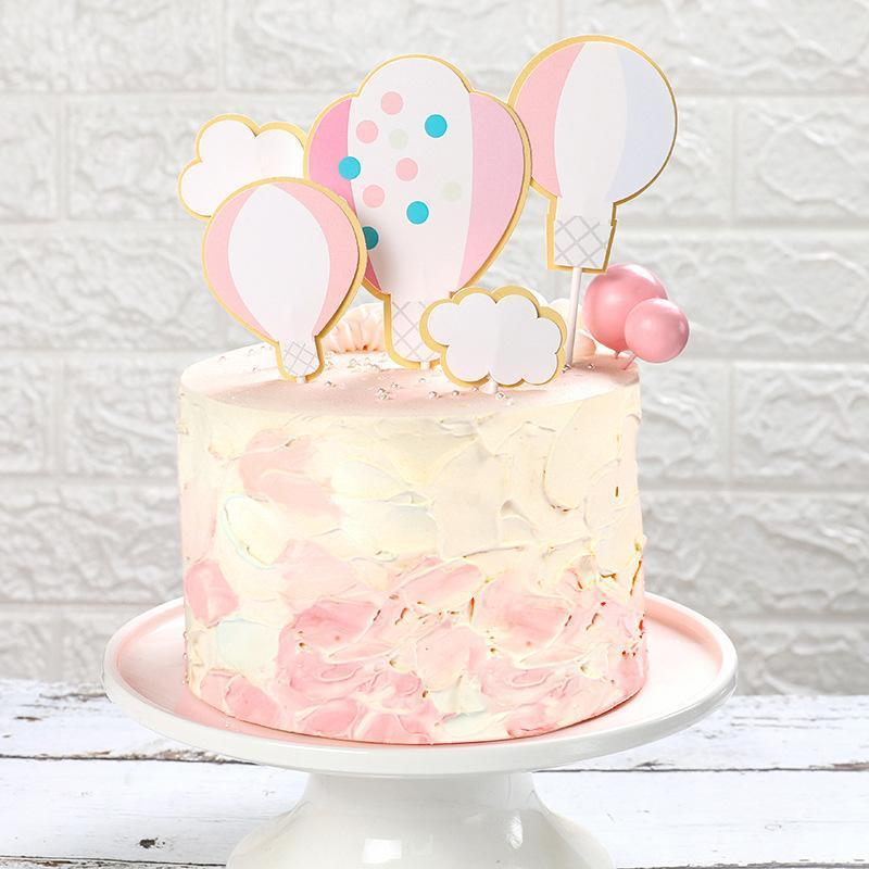 

INS Hot Air Balloon Happy Birthday Cake Topper Clouds Birthday Cupcake Topper Supplies for Baby Party Cake Decorations1