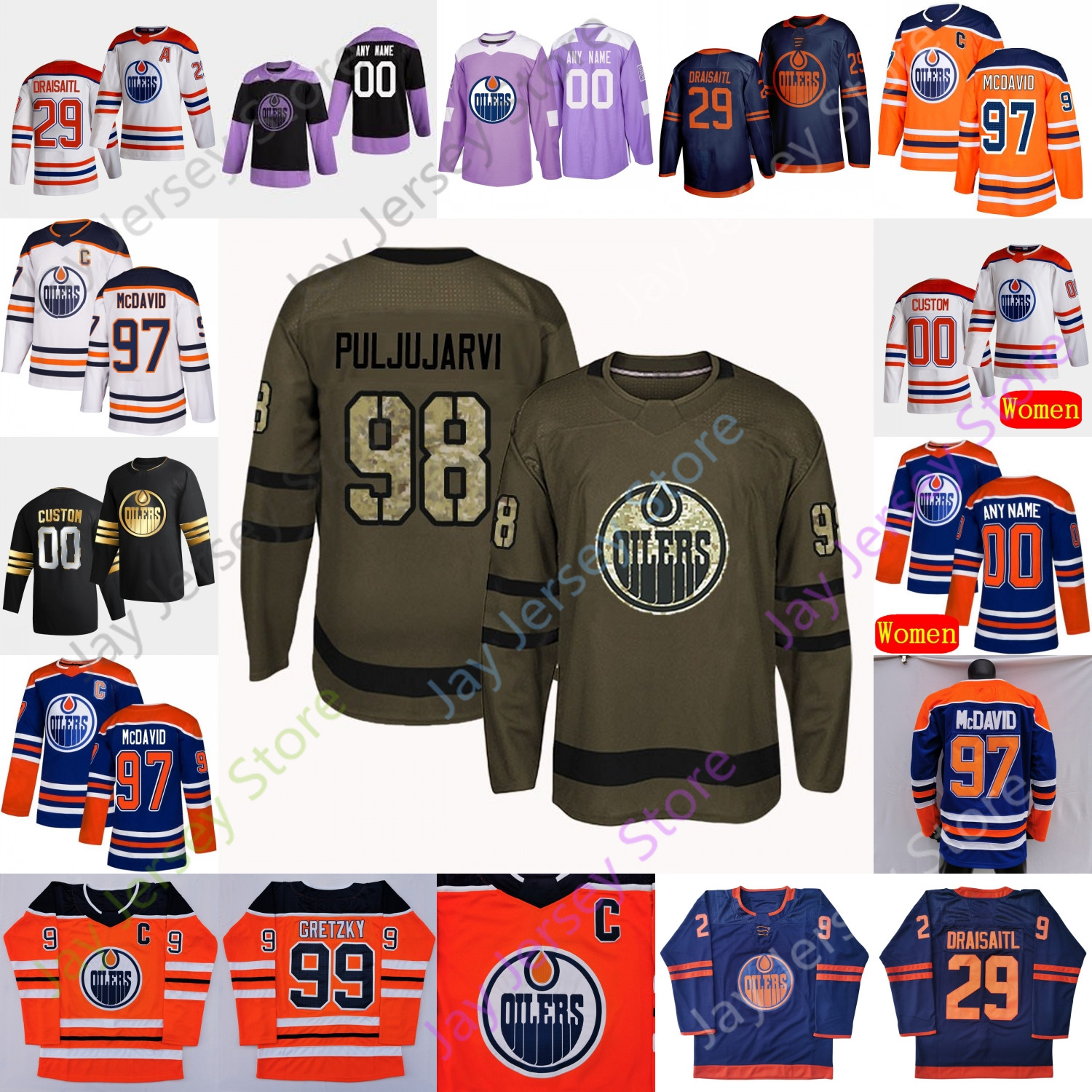 

Edmonton Oilers Ice Hockey Jersey Adam Larsson James Neal Joakim Nygard Puljujarvi Quine Russell Russell Shore Skinner Smith Turris Wells, Black;red