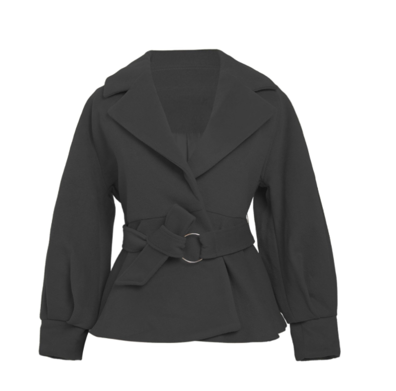 

sell like hot cakes winter New women' clothing Leisure Hairy fashion Belt jacket Blazer suit Temperament suit top, Black