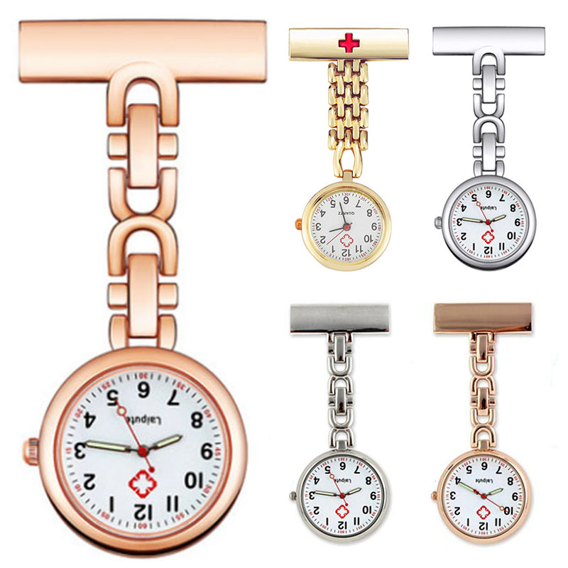 

Fashion Hanging Nurse Pocket Watch Alloy Quartz Movement Clock Silent Time Durable Luminous Nursing Hang Brooch Watch, Leave a message about color and pattern