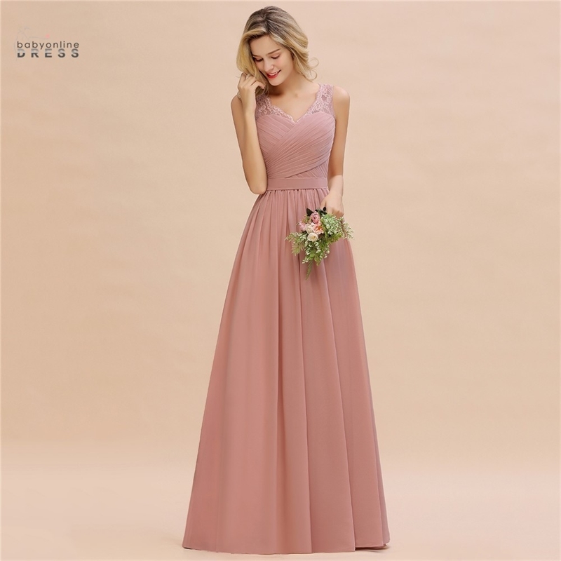 

Dusty Rose Green Bridesmaid Dresses Lace Long A-line Wedding Party Dress robe de soire de mariage 201113, Short burgundy