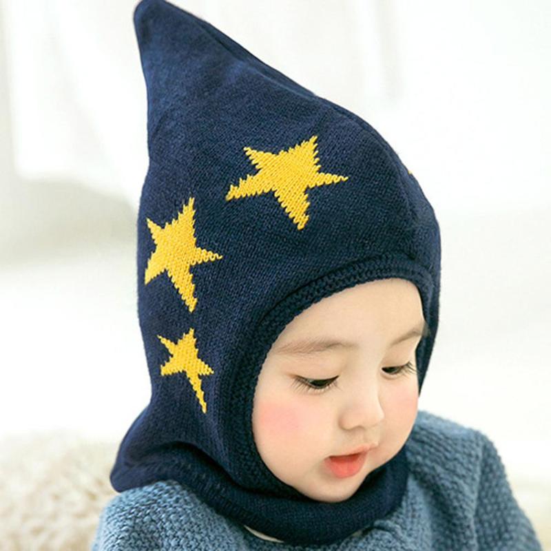 

newborn hats Beanie Warm Knitted Winter Hat Cartoon Star Boy Girl Soft Hooded Bib One Piece crochet tricot accessoires #35, Gray