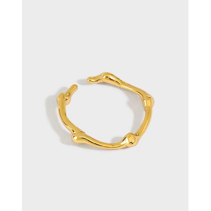 

Cluster Rings SHANICE S925 Sterling Silver Open Ring Ins Minimalist Irregular Uneven Concave And Convex Surface Knuckle Thin Adjustable