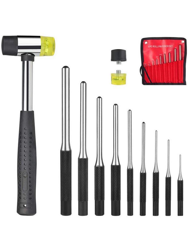 

9PCS Roll Pin Punch Kit Complete Large Handle High Hardness Quenched Carbon Steel With Oxford Bag Storage Pouch Roll Pin Punch