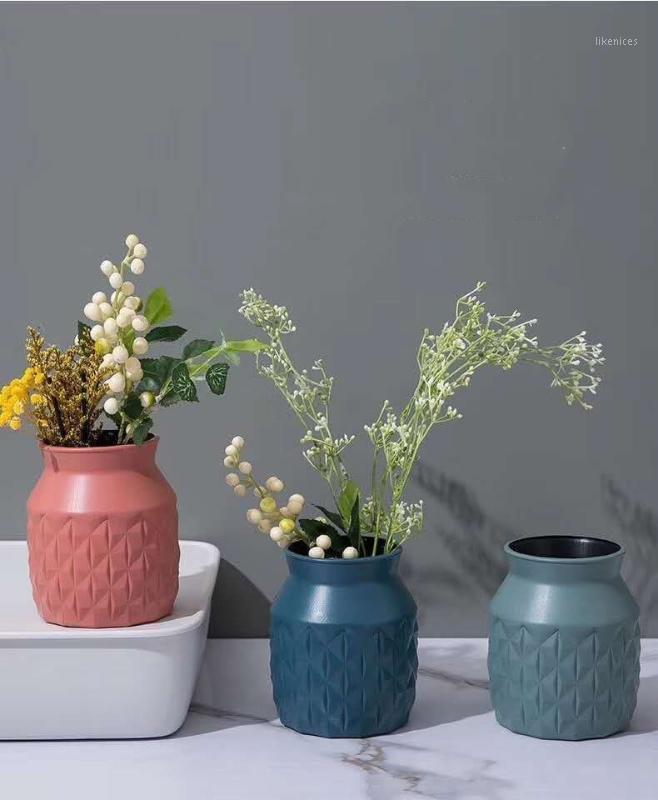 

Nordic Plastic Imitation Glaze Vase Home Decoration Anti-ceramic Vase Modern Minimalist Abstract Flower Arrangement florero NEW1