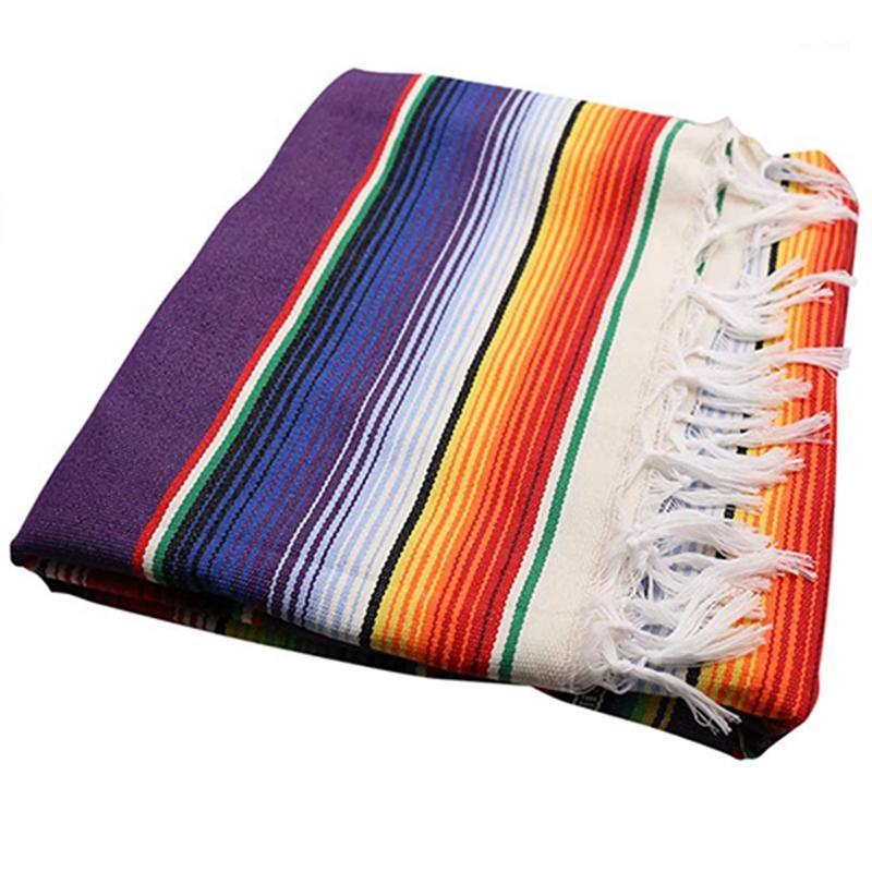 

Mexican Tablecloth for Mexican Party Wedding Decorations, Saltillo Serape Blanket Bed Blanket Outdoor Table Cover Table1, Purple color