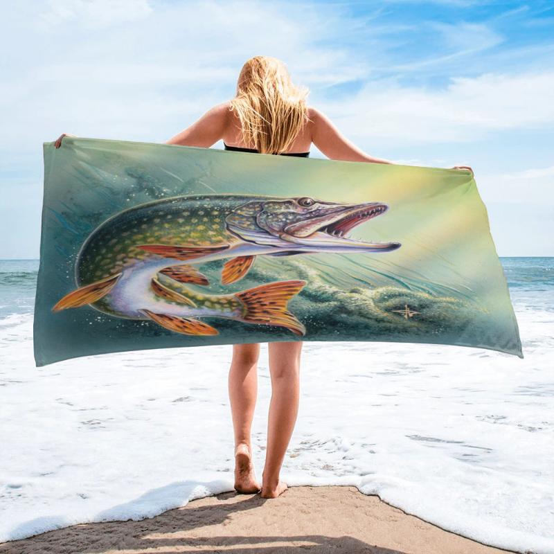 

Marine Life Underwater Fish Roar Beach Towel Household Item Bathroom Accessories Microfiber Bath Towels Beach Mat Yoga Mat, Lex05439yjaz2