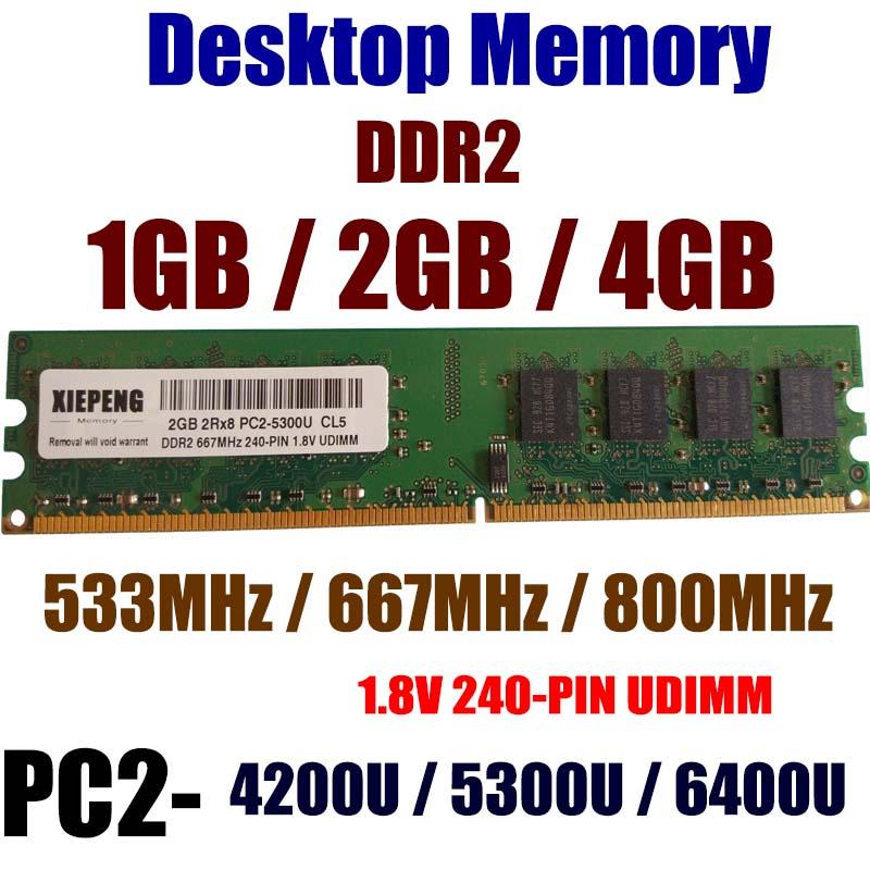 

2GB DDR2 800MHz RAM 4GB 2Rx8 PC2-6400U 240p UDIMM 1GB DDR2-667MHz 2G PC2 5300 NON ECC PC2 4200 533 Desktops Memory