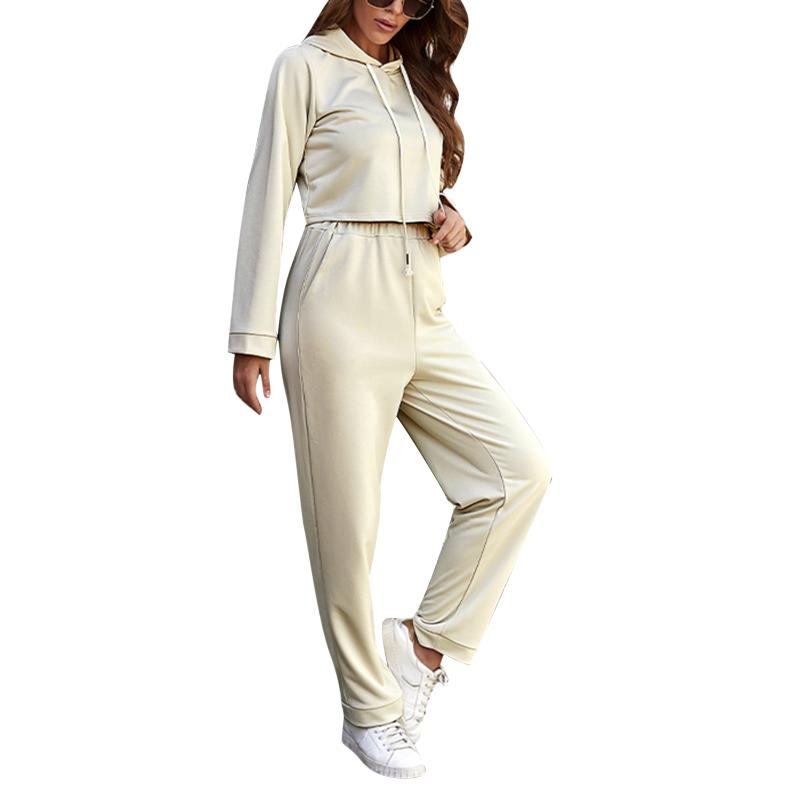 

2 Piece Set Women Outfit Solid Color Long Sleeve Hoodies Sweatshirt Pants Tracksuit Streetwear Casual Suit 2020 Ladies Sets, As photo shows